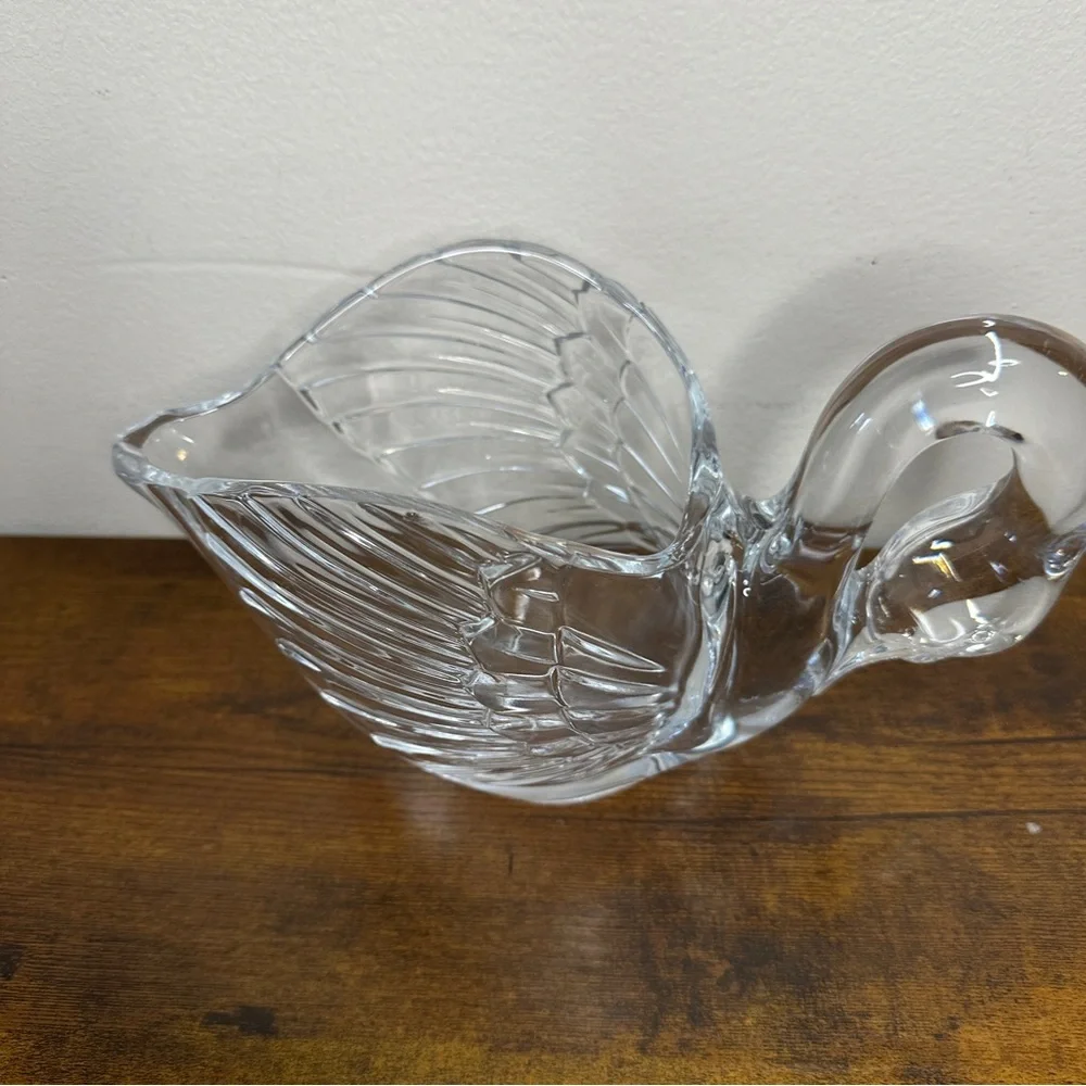 Vintage Crystal Glass Swan Figurine Elegant Bird Decor Mid Century Style